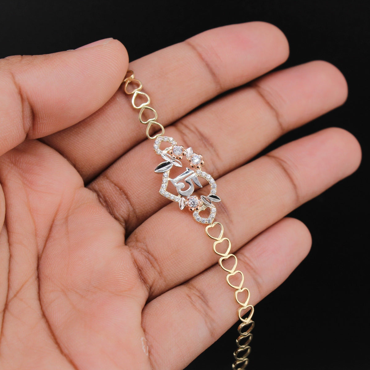 10K YG Quince Heart Bracelet 7in (3.2g)