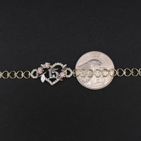 10K YG Quince Heart Bracelet 7in (3.2g)