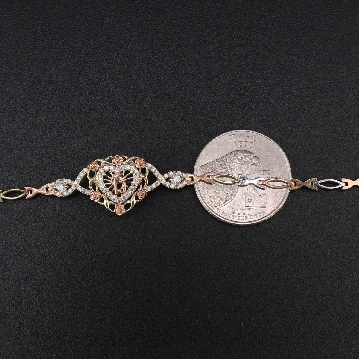 10K YG Quince Heart Bracelet 7in (3.1g)