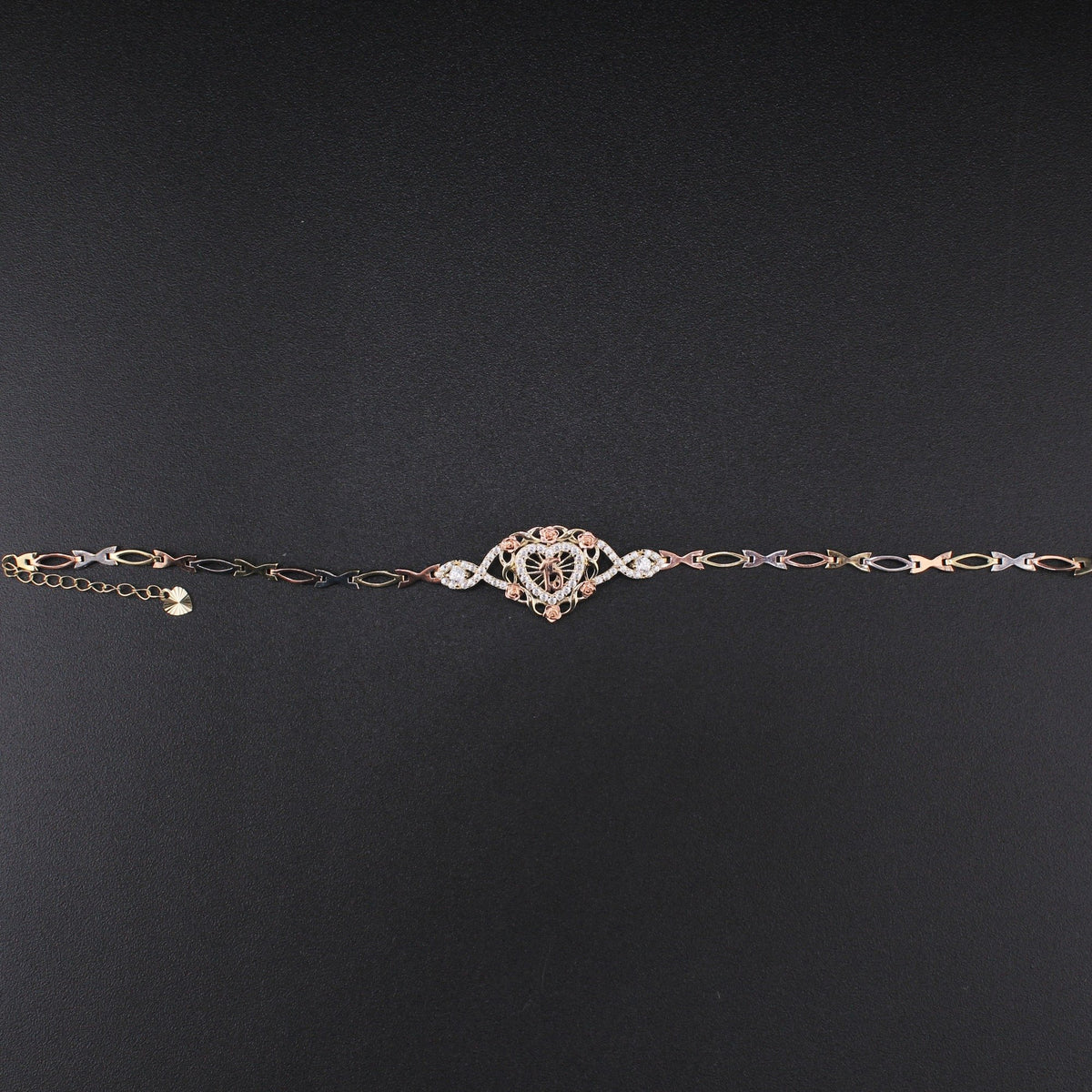 10K YG Quince Heart Bracelet 7in (3.1g)