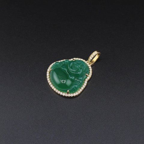 10K Diamond Laughing Buddha Pendant