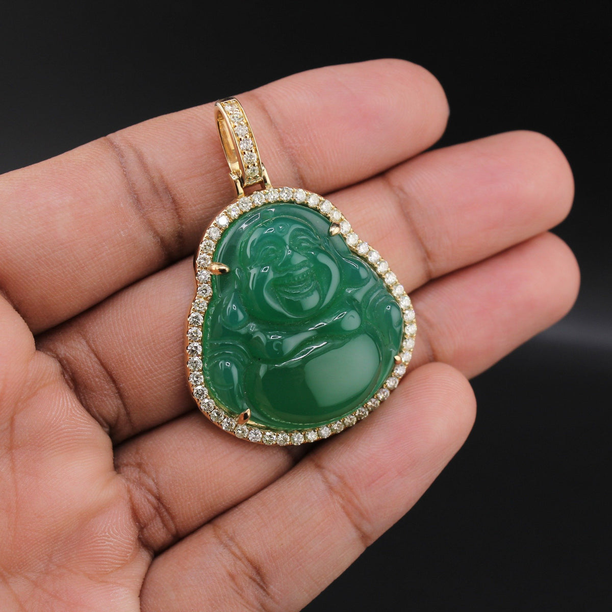 10K YG Diamond Laughing Buddha Pendant