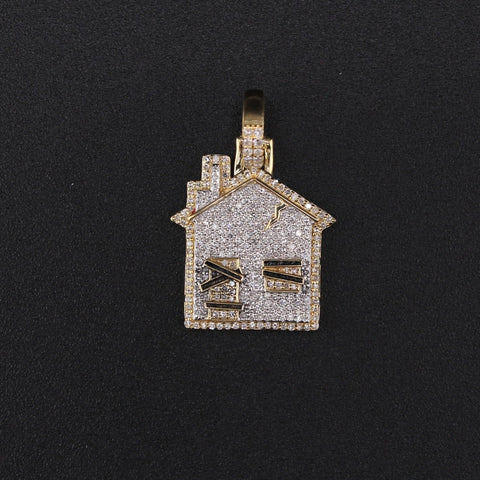 10K Diamond Trap House Pendant 0.85CTW