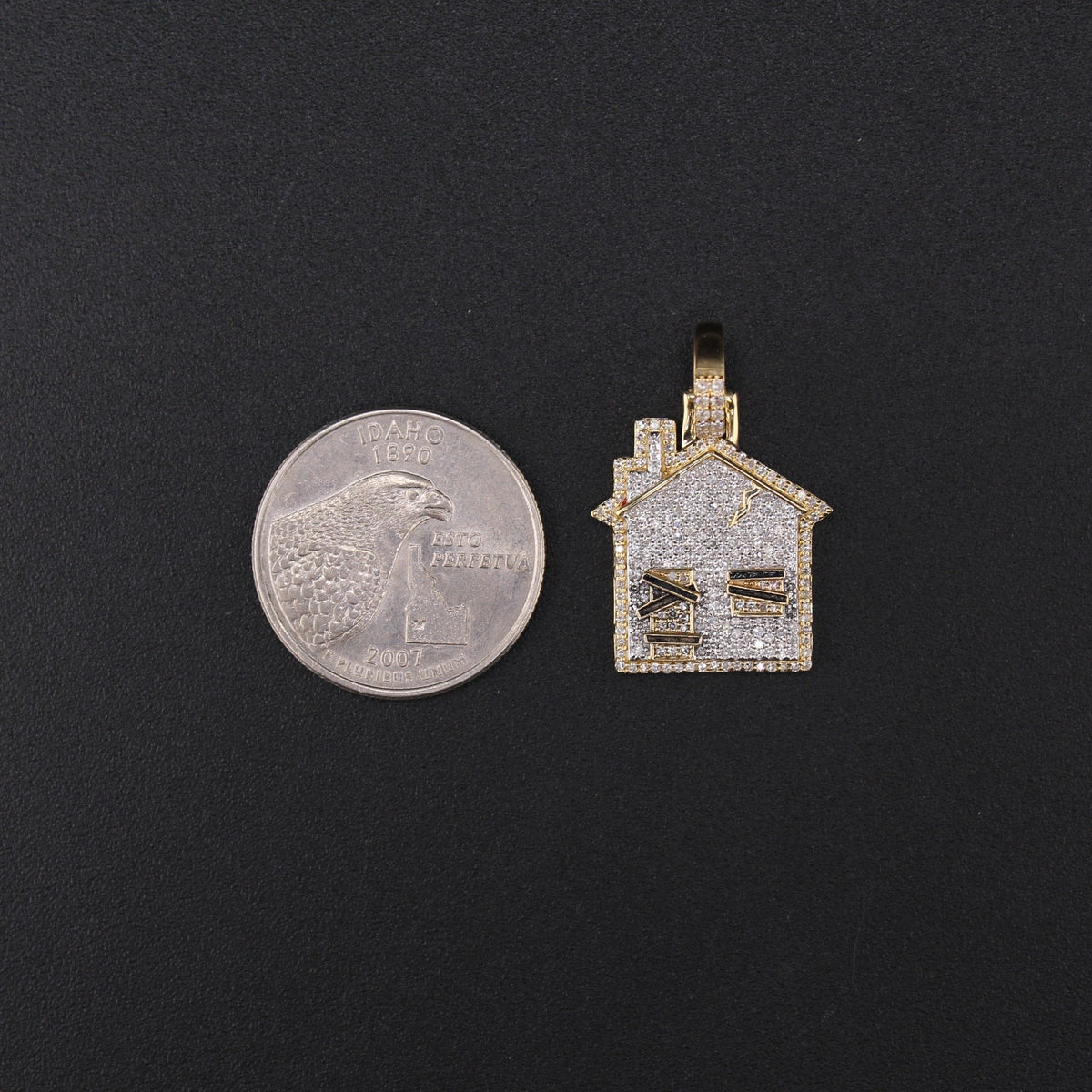 10K YG Diamond Trap House Pendant (3.1g) 0.85CTW
