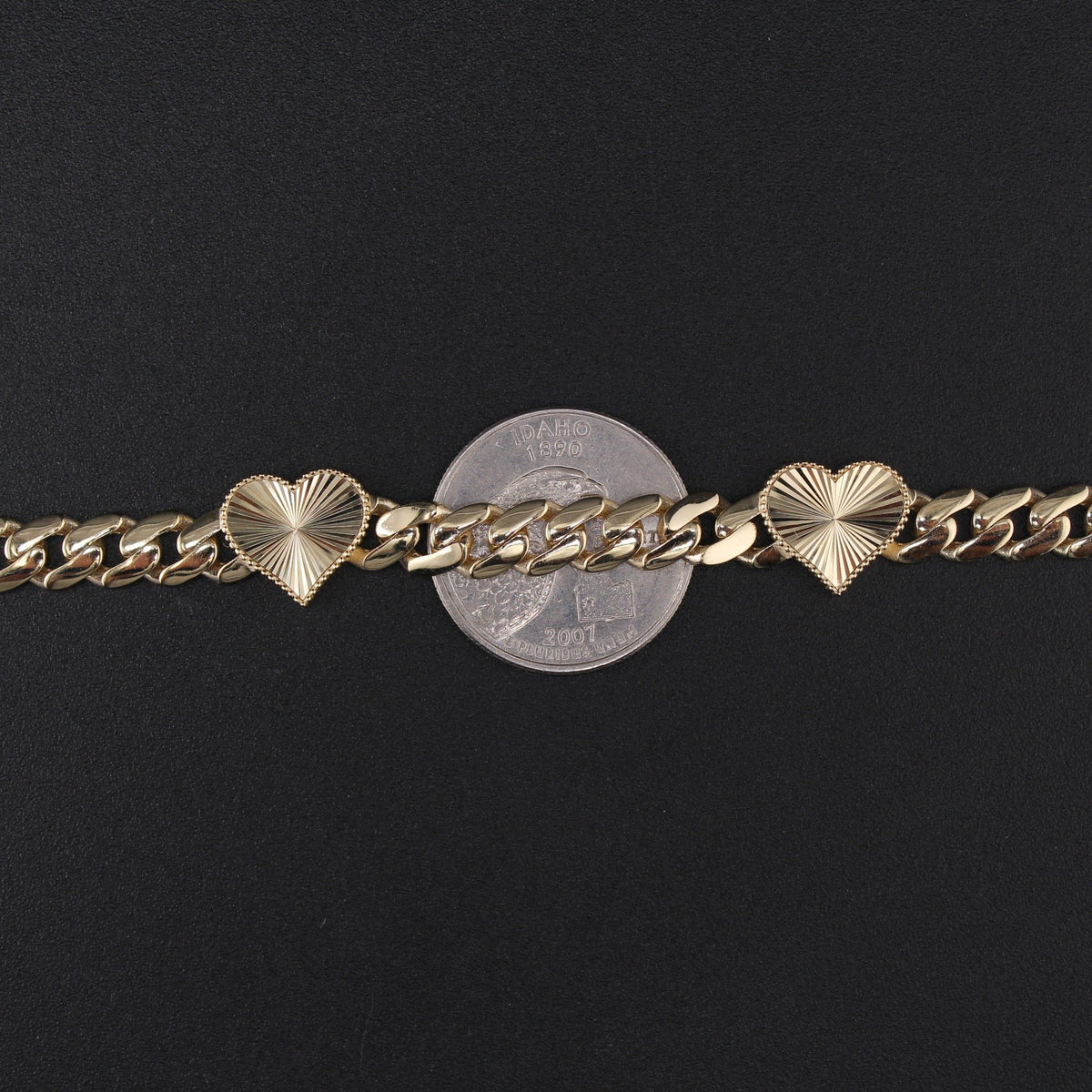 10K YG Heart Bracelet 7.5in 11.3g 6.5mm