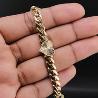 10K YG Heart Bracelet 7.5in 11.3g 6.5mm