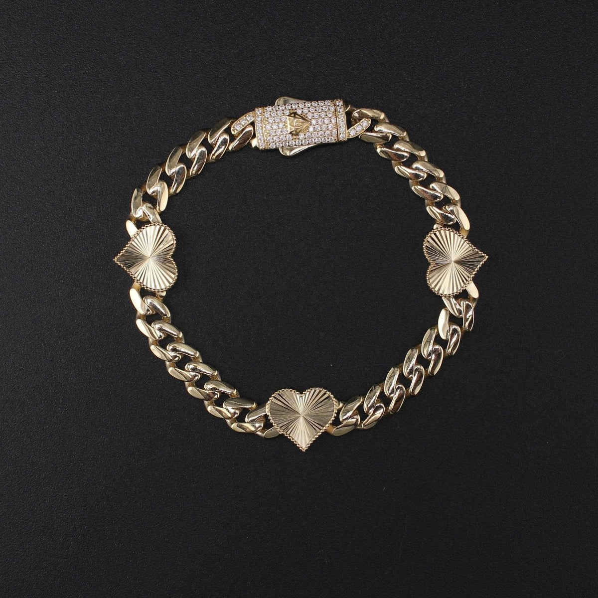 10K YG HEART Bracelet 7.5in 11.3g 6.5mm