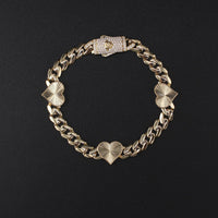 10K YG HEART Bracelet 7.5in 11.3g 6.5mm