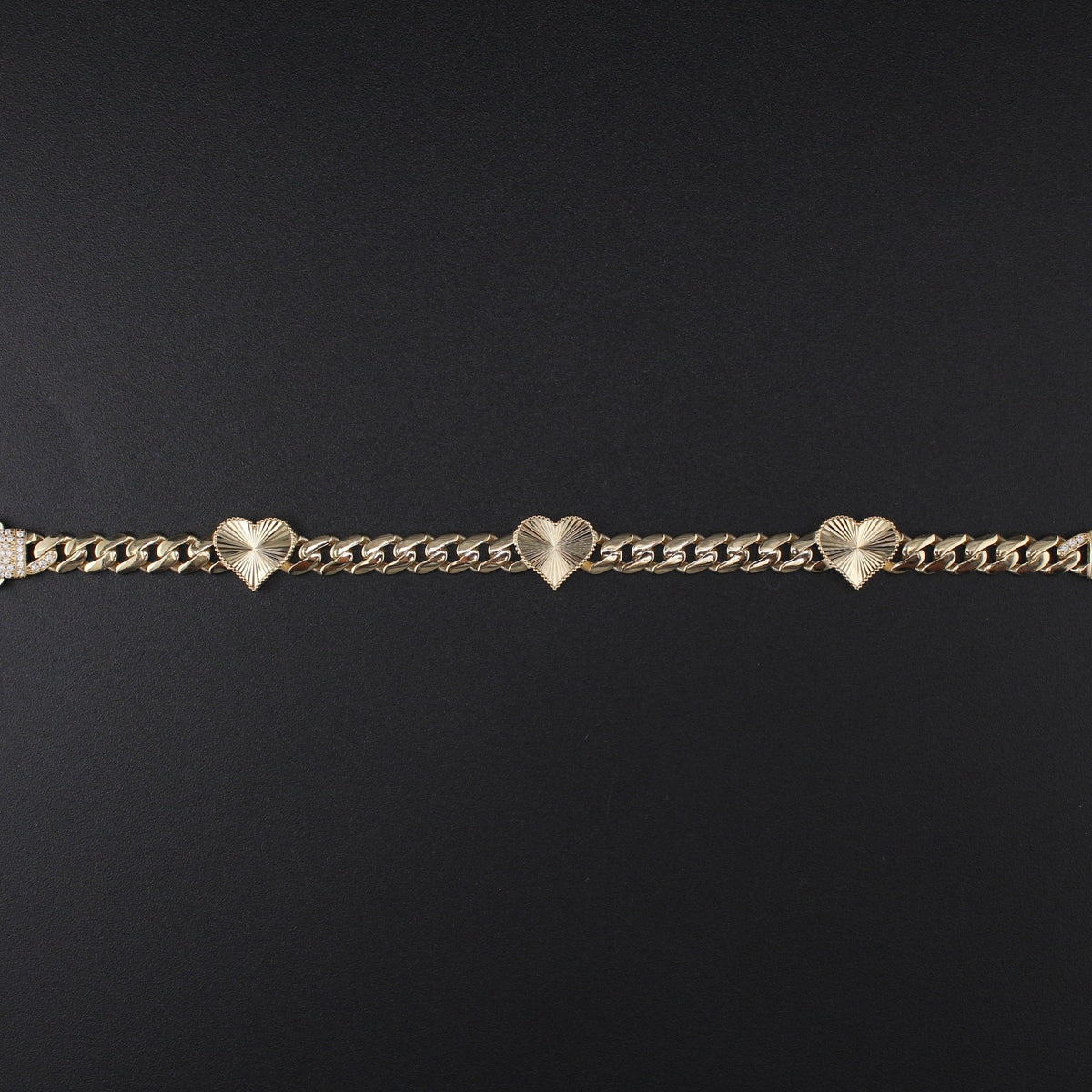 10K YG HEART Bracelet 7.5in 11.3g 6.5mm