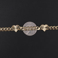 10K YG HEART Bracelet 7.5in 11.3g 6.5mm