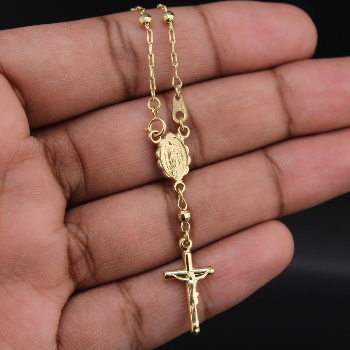 14K YG Rosary Bracelet 7in 3.2g