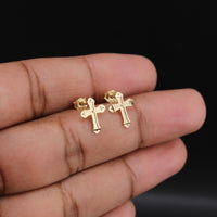 10K Cross Earrings
