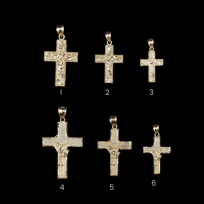 10K Nugget Cross or Prayer Bead Cross Pendant