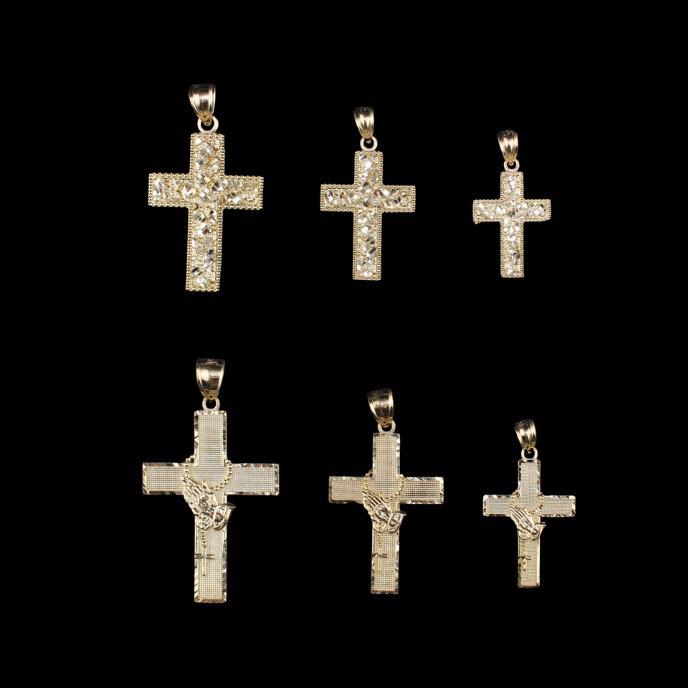 10K Nugget Cross or Prayer Bead Cross Pendant