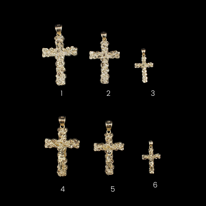 10K Cross Nugget YG Pendant
