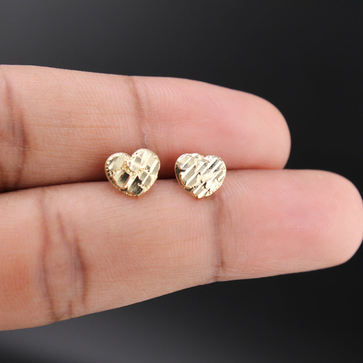 10K Studs Heart 1g YG Earring
