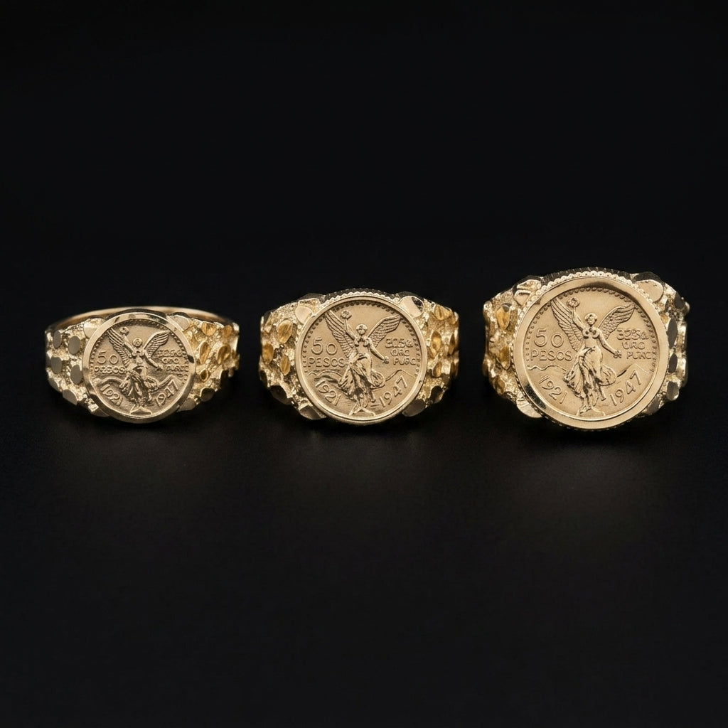 Real 10K Gold 50 Pesos Centenario Ring