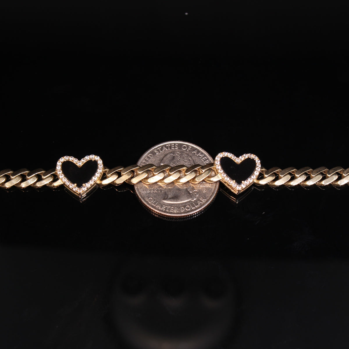 10K CZ Heart Bracelet 8.6g 7in YG 5.5mm