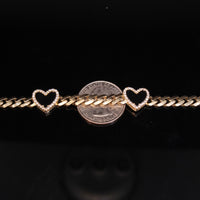 10K CZ Heart Bracelet 8.6g 7in YG 5.5mm