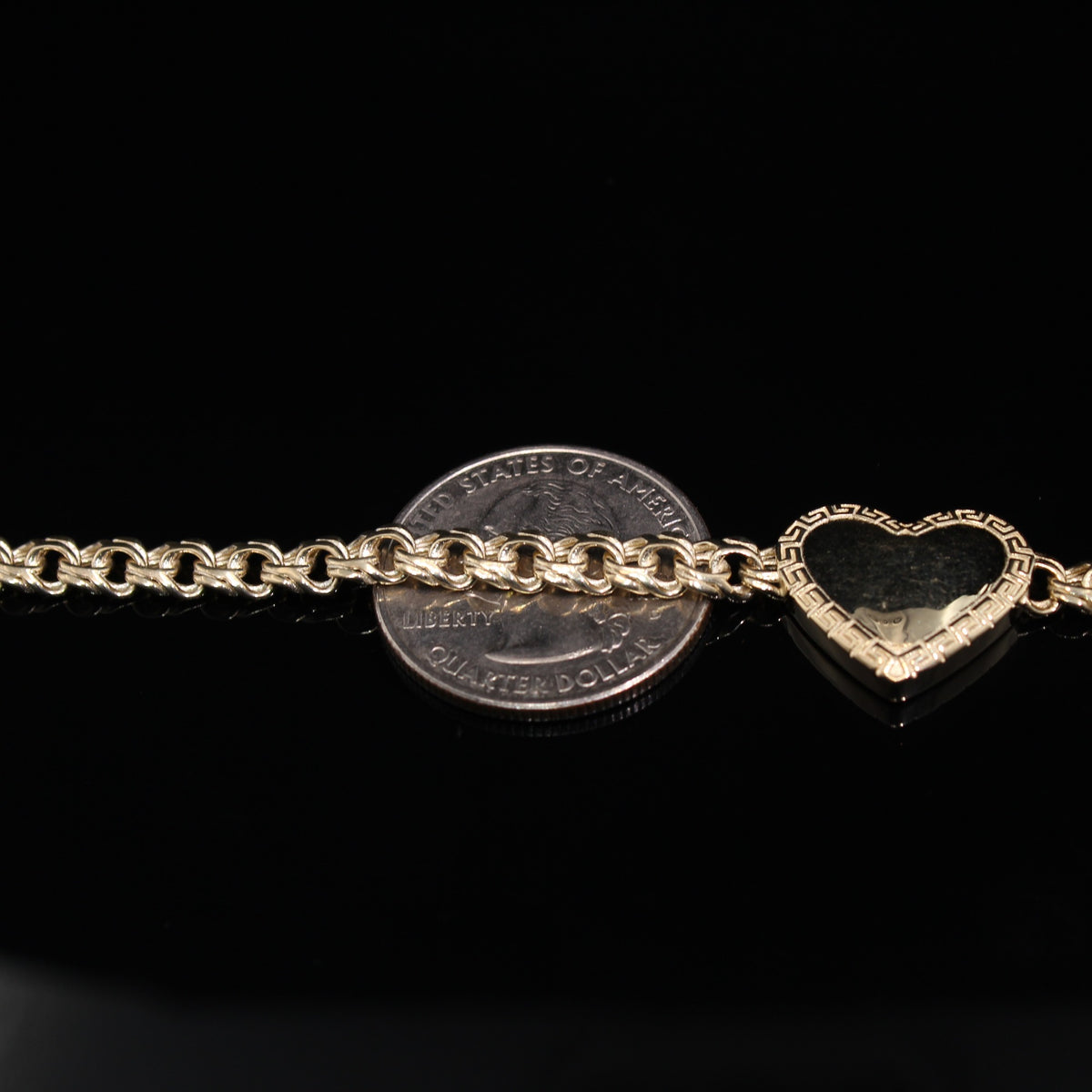 10K Chino Heart YG Bracelet 5mm