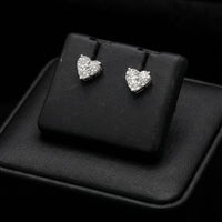 10K Gold Diamond Heart Earrings