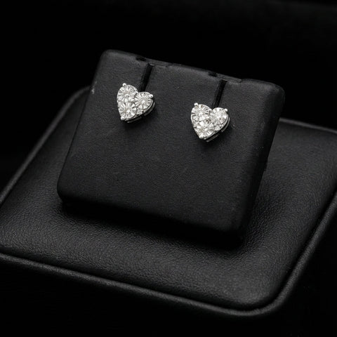 10K Gold Diamond Heart Earrings