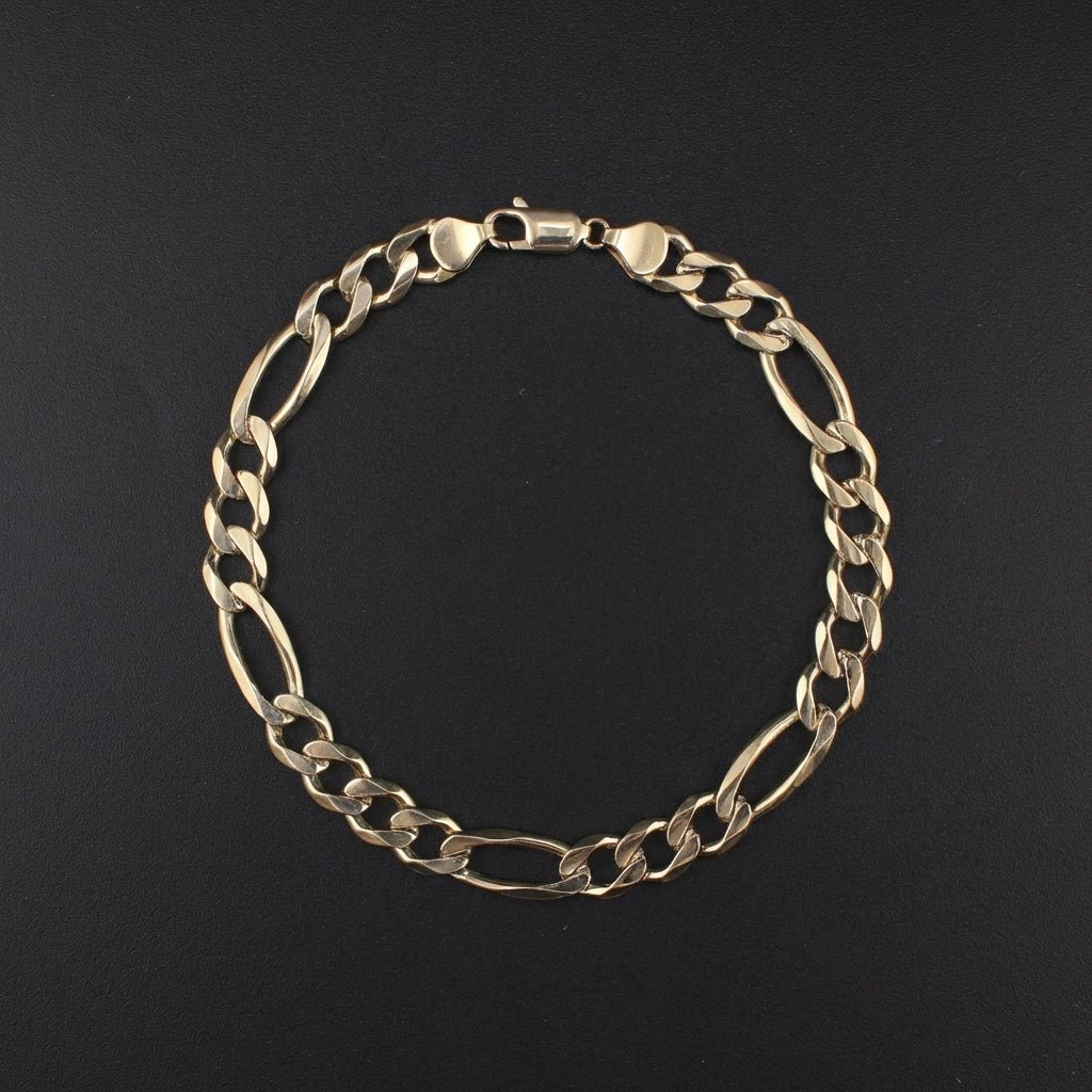 Pulsera de eslabones Figaro de oro de 10K real