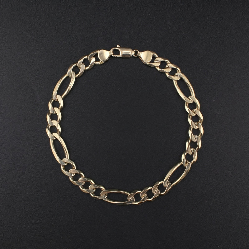 Real 10K Gold Figaro Link Bracelet
