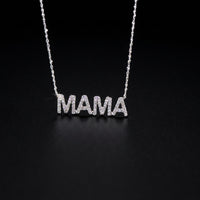 Collar "MAMÁ" con diamantes de oro auténtico de 10 quilates