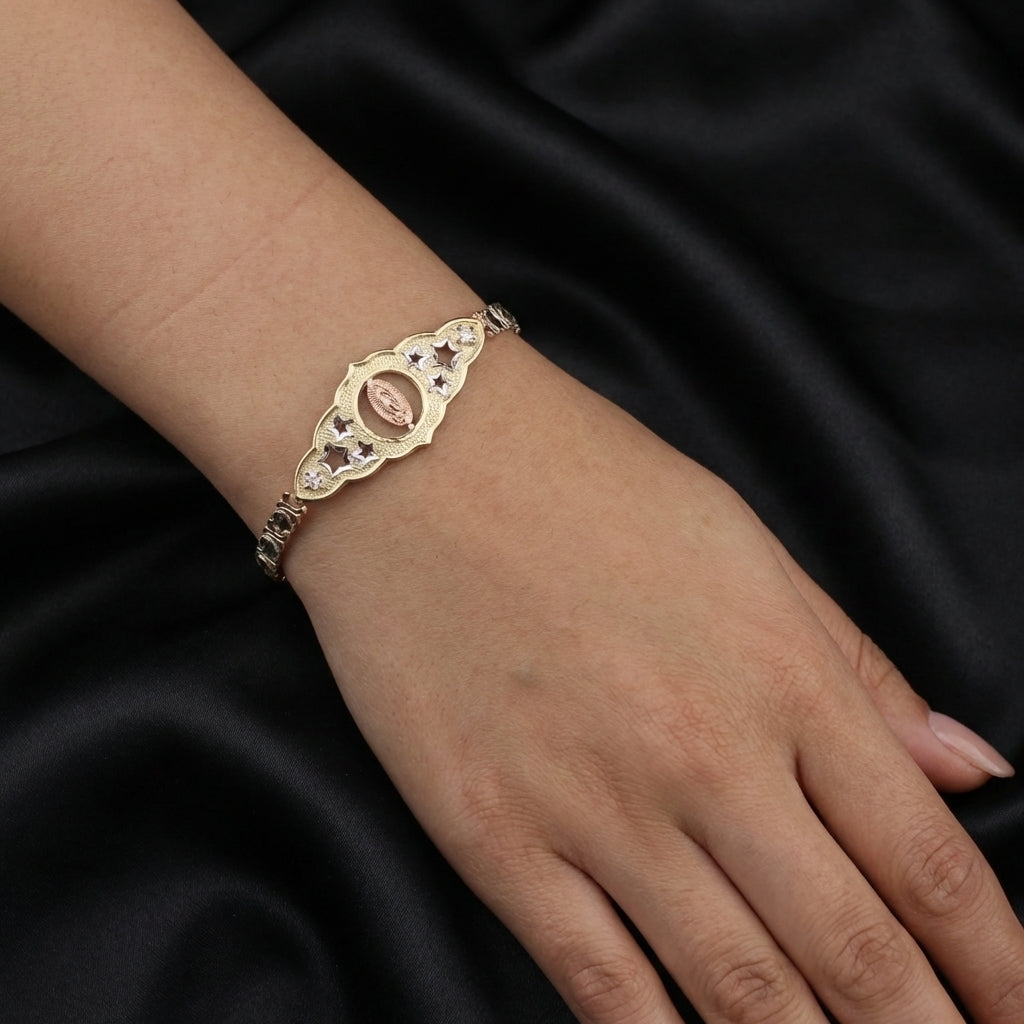 Pulsera de oro de 14K virgen María