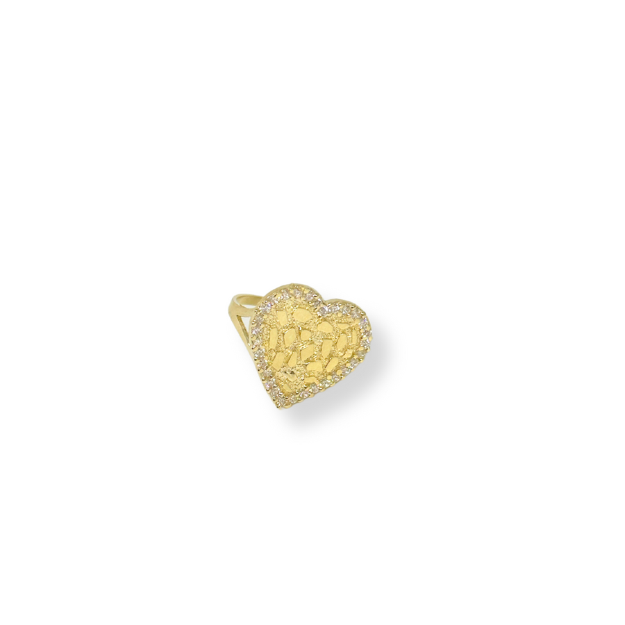 10K Heart Nugget CZ Ring