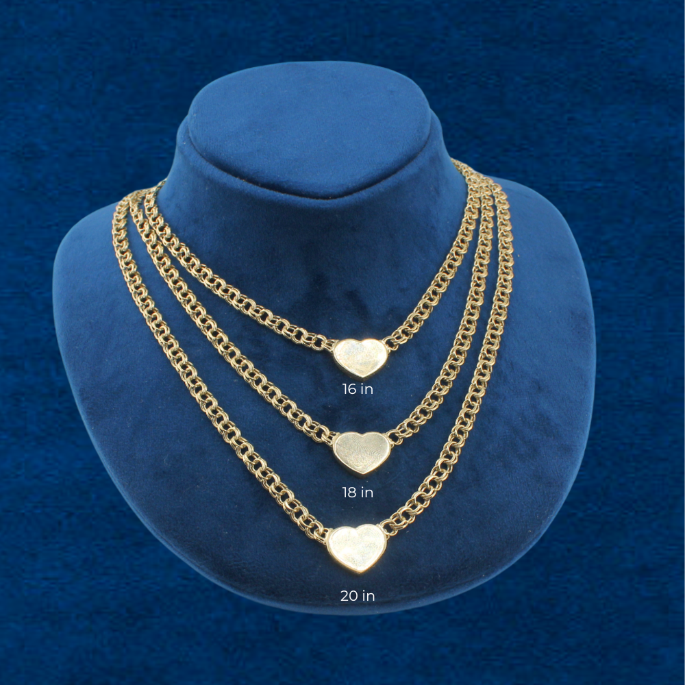 Real 10K Gold 5mm Heart Chino Chain
