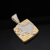 Colgante de pepita de Texas con diamantes de oro de 10K real