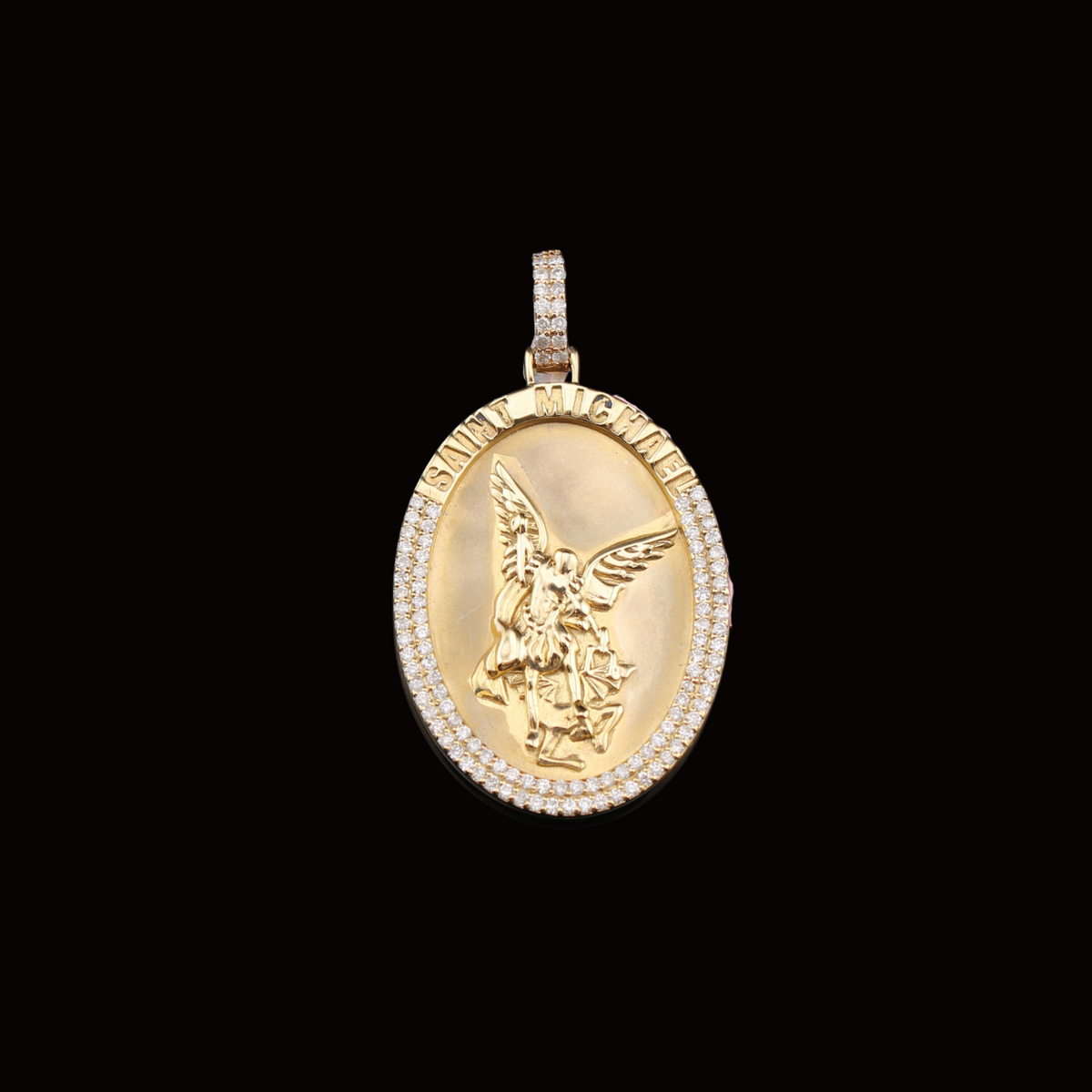 Real 10K Gold Diamond Saint Michael Pendant
