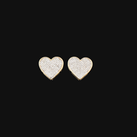 Auténticos pendientes de corazón de oro de 10 quilates con diamantes