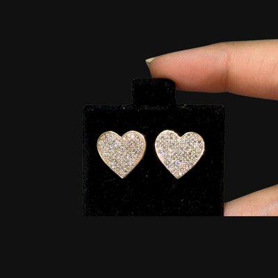 10K Diamond Heart Studs