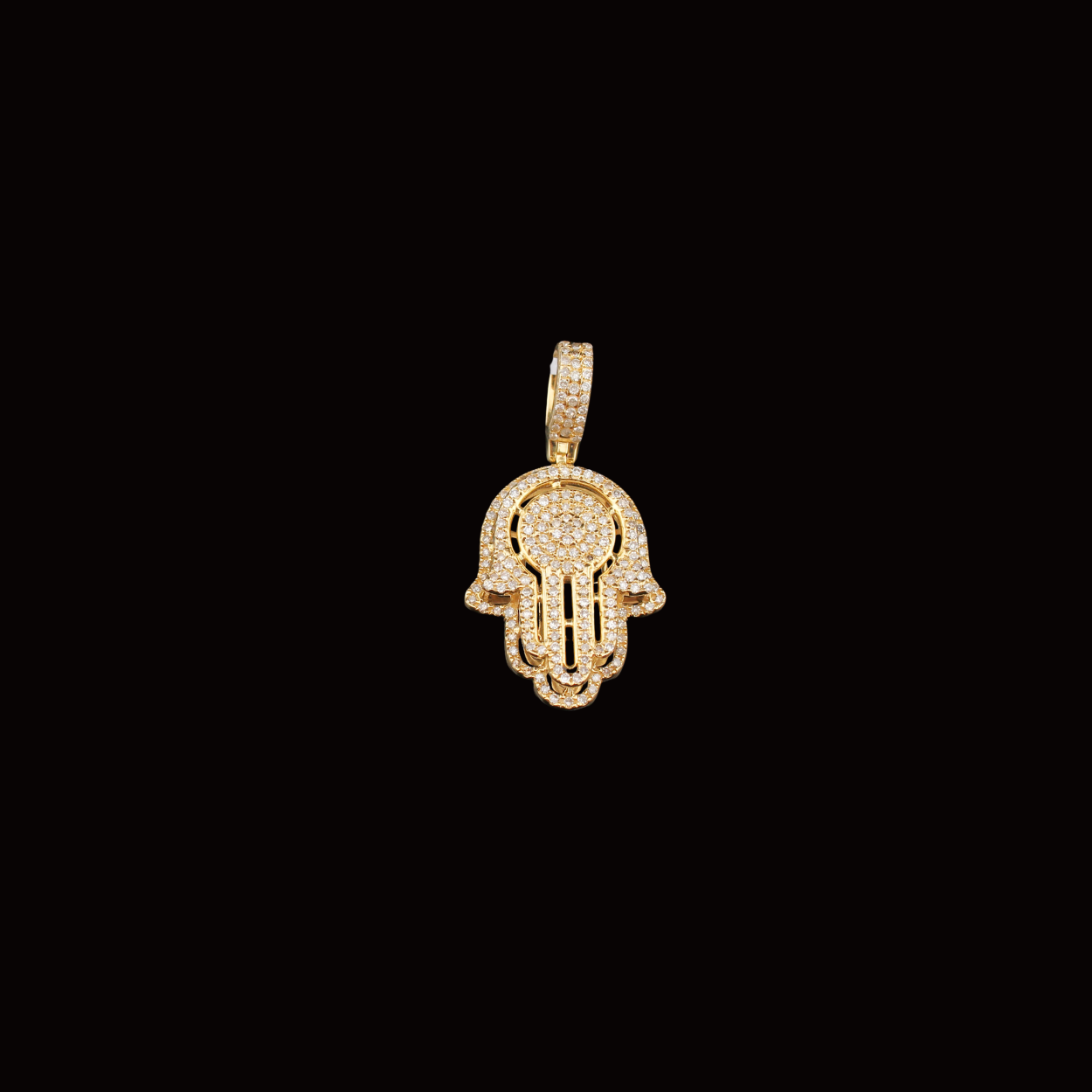 14K Diamond Yellow Gold Hamza Hand