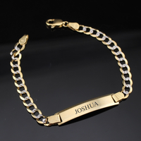 Pulsera de identificación cubana con corte de diamante de oro de 10K real