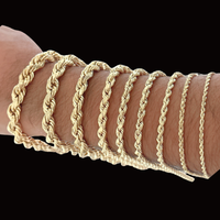 Pulsera de cuerda de oro de 10K real de 2.5mm