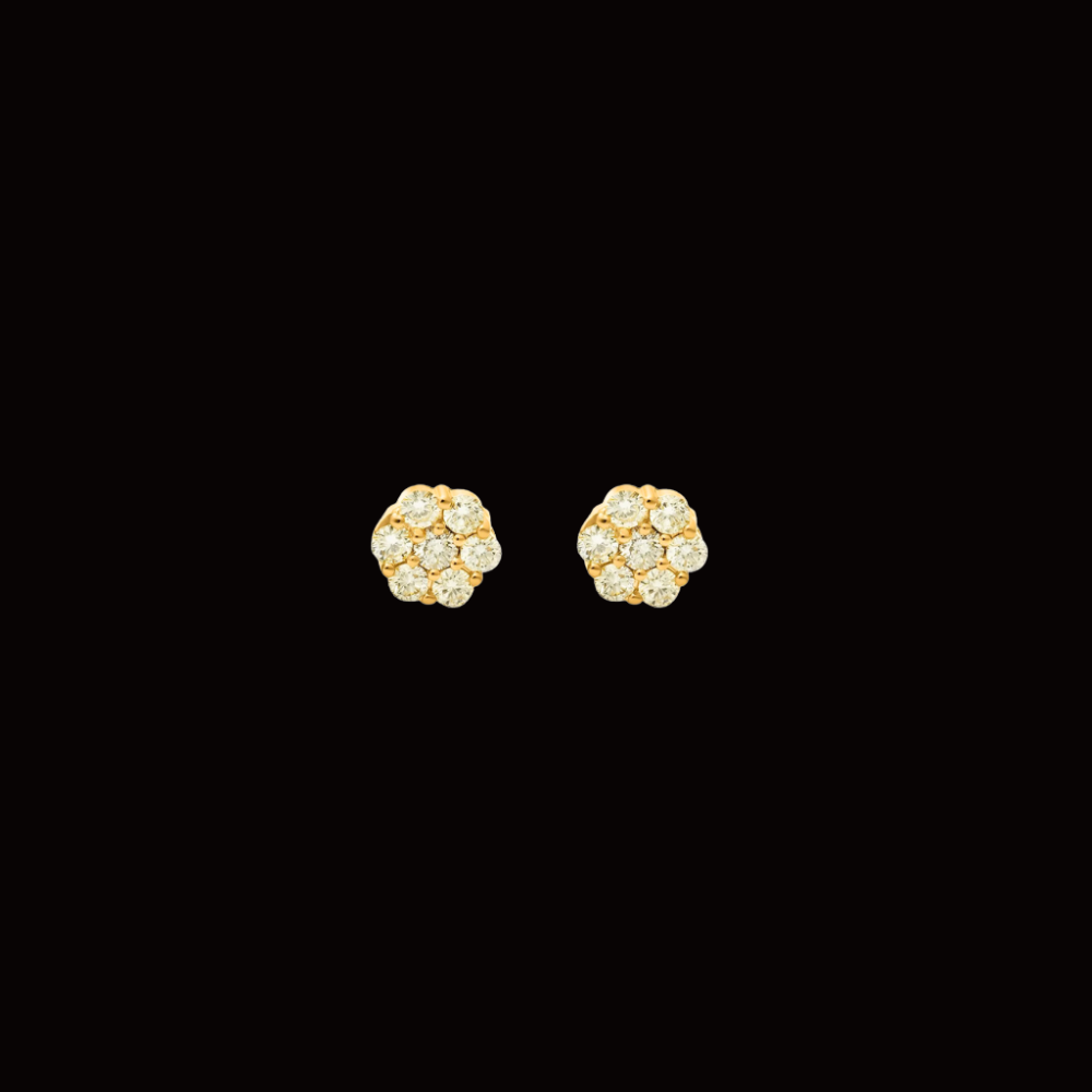 Pendientes de oro de 10K auténtico con diamantes redondos