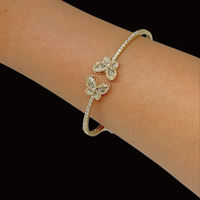 Brazalete de mariposa de oro de 10 quilates con diamantes auténticos
