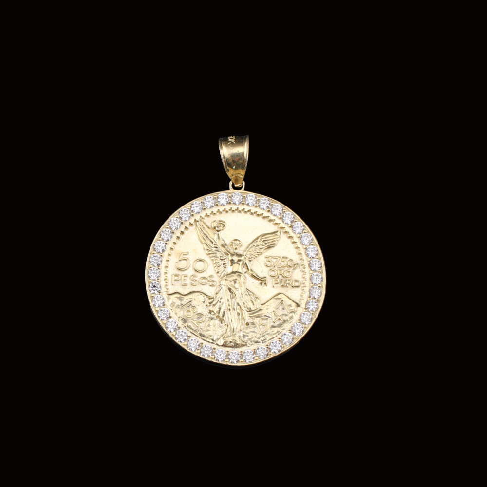 Real 10K Gold 50 Pesos Pendant