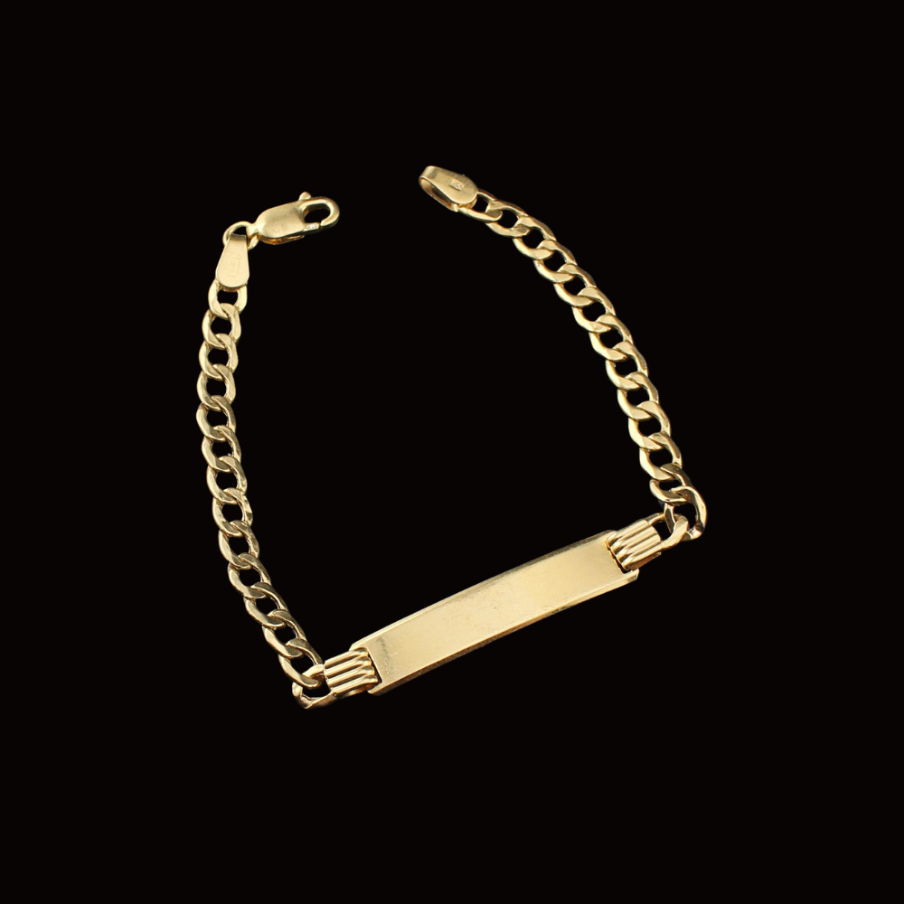 Pulsera cubana de oro de 10K auténtico con placa de identificación