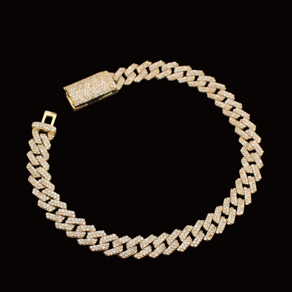 Pulsera de oro de 10K con diamantes, modelo Miami Cubano