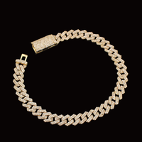 Pulsera de oro de 10K con diamantes, modelo Miami Cubano