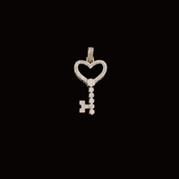Colgante con llave de corazón de diamante de oro de 10K real