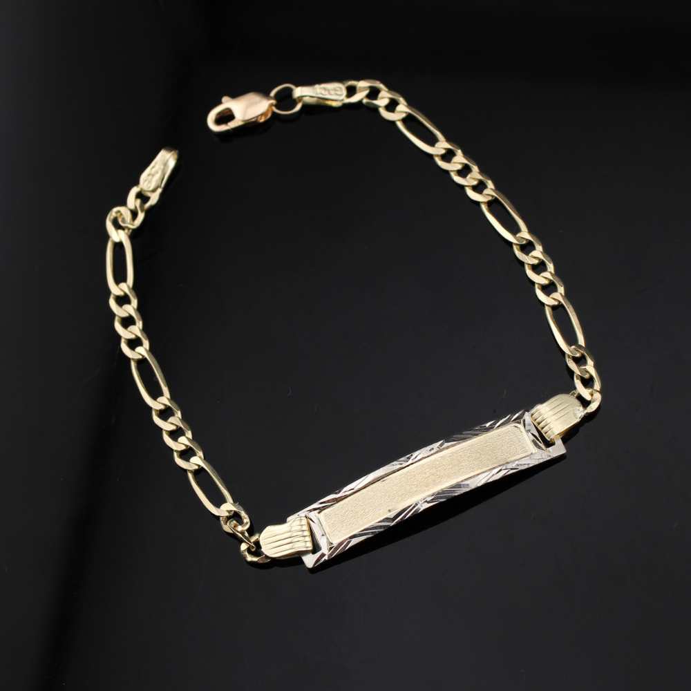 Real 10K Gold Figaro ID Ladies/Baby Bracelet
