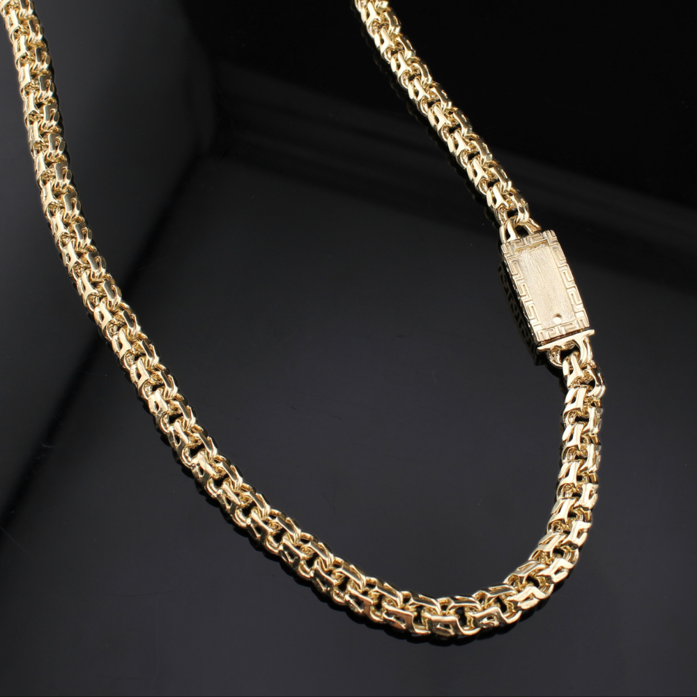 Cadena Chino de Oro Real de 14K y 7mm