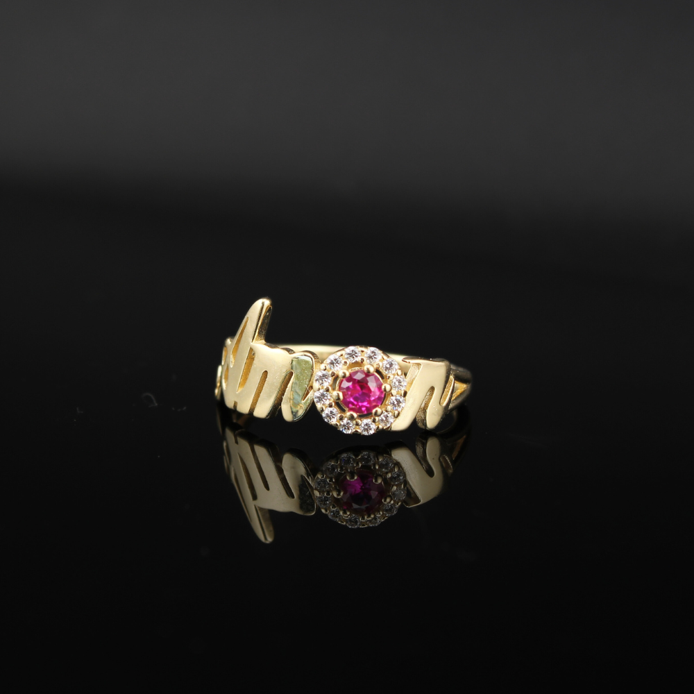 Anillo Amor de Oro Macizo de 14K con Piedras