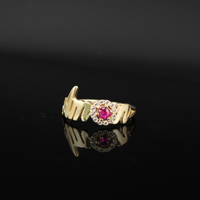Anillo Amor de Oro Macizo de 14K con Piedras